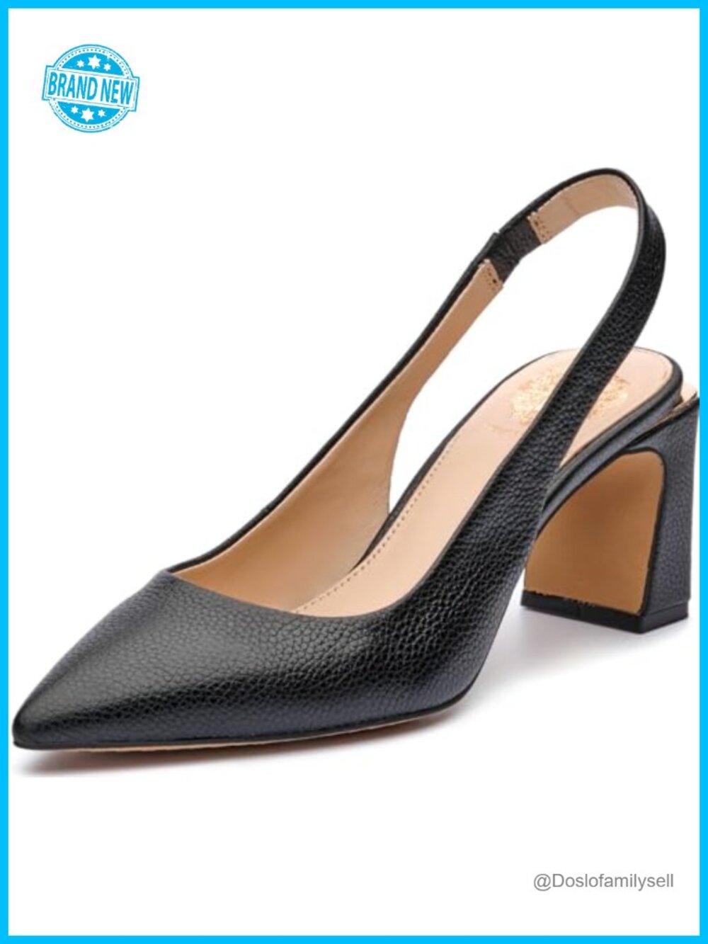 Slingback Pumps Block Heel Pointed Toe Padded Comfort Dress Shoes